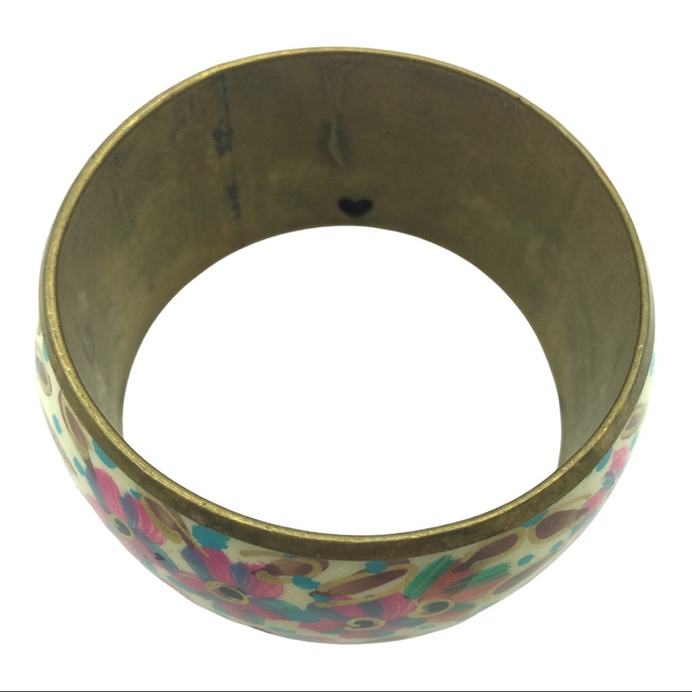 Beautiful Brass Hand Painted Statement Bangle Flo… - image 5